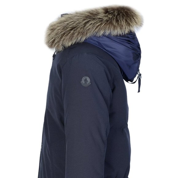 MONCLER Men's Blue Pola Down Jacket With Real Marmot Fur Size S (1) - Picture 1 of 16